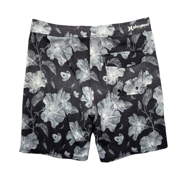 Hurley Men's Size 32 Phantom Black & Gray Floral Print Boardshorts - Picture 6 of 11